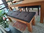 Houten bankje met stoffen kussen, Ophalen, Hout, Gebruikt, Bruin