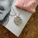 Zilveren 925 ketting met klaverblad en witte zirkonia, Ophalen of Verzenden, Nieuw, Zilver