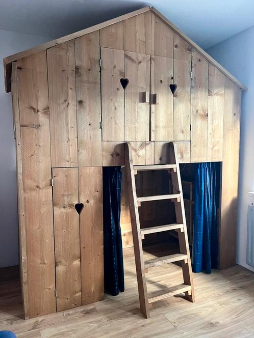 Steigerhouten Hoogslaper, Kinderen en Baby's, Kinderkamer | Stapelbedden en Hoogslapers, Gebruikt, Hoogslaper, Ophalen