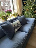 3 Sieter Donkerblauw Sofa, Huis en Inrichting, Banken | Sofa's en Chaises Longues, Riet of Rotan, 75 tot 100 cm, Zo goed als nieuw