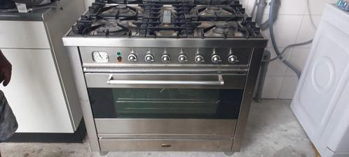 Boretti 90cm RVS gasfornuis – 6-pits met oven, Witgoed en Apparatuur, Fornuizen, Gebruikt, Vrijstaand, Gas, 5 kookzones of meer