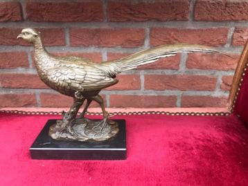 mooi bronzen beeld, levensechte fazant beschikbaar voor biedingen