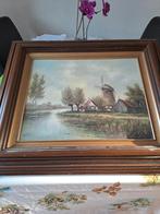 Schilderij: Hollands Landschap met Molen, Antiek en Kunst, Ophalen
