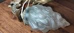 Antieke messing lamp met glazen kap wandlamp, Ophalen of Verzenden