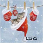 Servetten decoupage/bullet journal – kerst katten L1322, Hobby en Vrije tijd, Knutselen, Verzenden, Nieuw, Materiaal