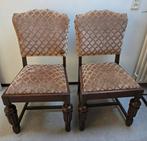 3 antieke eiken stoelen met beige bekleding, Ophalen