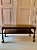 Vintage Salontafel / Audiomeubel op Wieltjes, Gebruikt, 100 tot 150 cm, Minder dan 50 cm, Rechthoekig