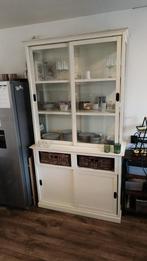 Witte vitrine kast 2 delig, Gebruikt, 100 tot 150 cm, Ophalen of Verzenden, 150 tot 200 cm