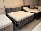 Luxe 180x200 Opbergbed Antraciet Velvet + Topper, Ophalen, 180 cm, 200 cm, Nieuw