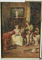 Antieke houten puzzel echtpaar jachthond rond 1900, Antiek en Kunst, Ophalen of Verzenden