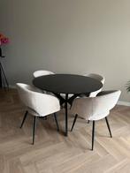 Ronde eettafel met 4 stoelen, Huis en Inrichting, Tafels | Eettafels, Ophalen, 100 tot 150 cm, Rond, Zo goed als nieuw