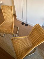 Vintage buisframe riet stoelen, Ophalen, Gebruikt, Bruin, Vier