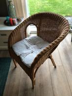 Rieten stoel met kussen te koop, Huis en Inrichting, Stoelen, Ophalen, Gebruikt, Bruin, Riet of Rotan