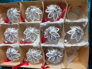 Vintage kerstballen transparant glas GDR  beschikbaar voor biedingen