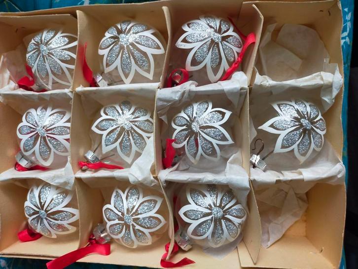 Vintage kerstballen transparant glas GDR, Diversen, Kerst, Zo goed als nieuw, Ophalen of Verzenden