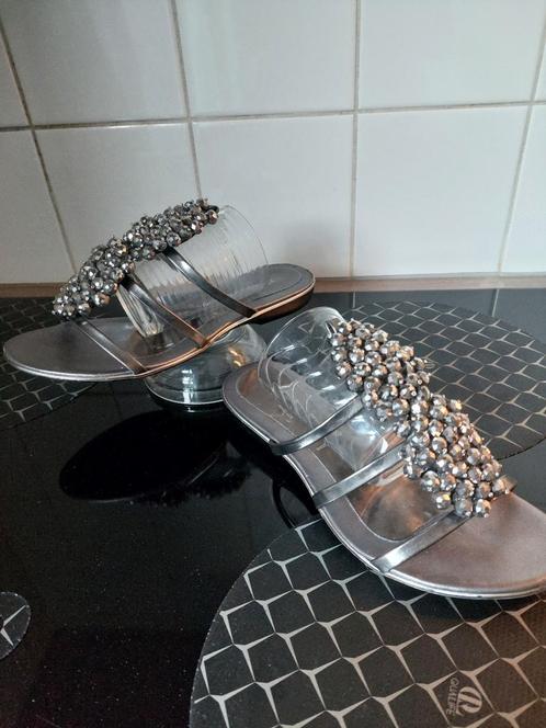 Slippers wreefband Rapisardi 38 zilver/brons 2weken gedragen, Kleding | Dames, Schoenen, Zo goed als nieuw, Slippers, Overige kleuren