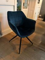 6 velours eetkamer stoelen blauw, Ophalen, Zo goed als nieuw, Blauw