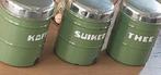 Oude EMAILLE groene BUSSEN voor sier KOFFIE THEE SUIKER, Antiek en Kunst, Ophalen of Verzenden