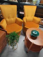 Fauteuils, leuk hip vintage!, Huis en Inrichting, Fauteuils, Ophalen, Hout, Fauteuils, vintage , gouden fauteuils, geel, design