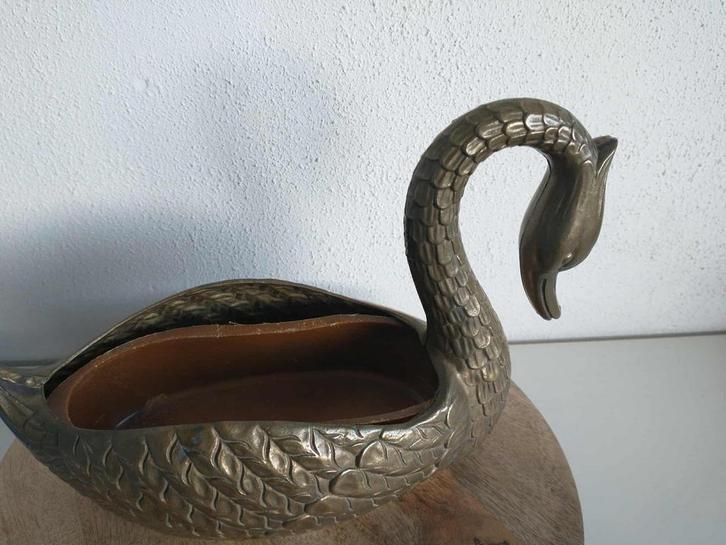 Vintage Messing Zwaan Bloembak, Antiek en Kunst, Antiek | Koper en Brons, Ophalen of Verzenden