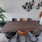 Boomstamtafel Eikenhout met Metalen Onderstel, Huis en Inrichting, Tafels | Eettafels, Ophalen, 100 tot 150 cm, 200 cm of meer