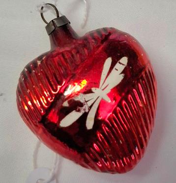 Antieke/oude Kerst   Glazen hartje beschikbaar voor biedingen