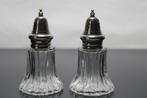 Vintage peper- en zoutstel van glas, verzilverde strooidop, Ophalen of Verzenden