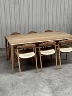 Design eetkamerset japandi scandi - artisan like - eiken, Huis en Inrichting, Tafels | Eettafels, 200 cm of meer, Zo goed als nieuw