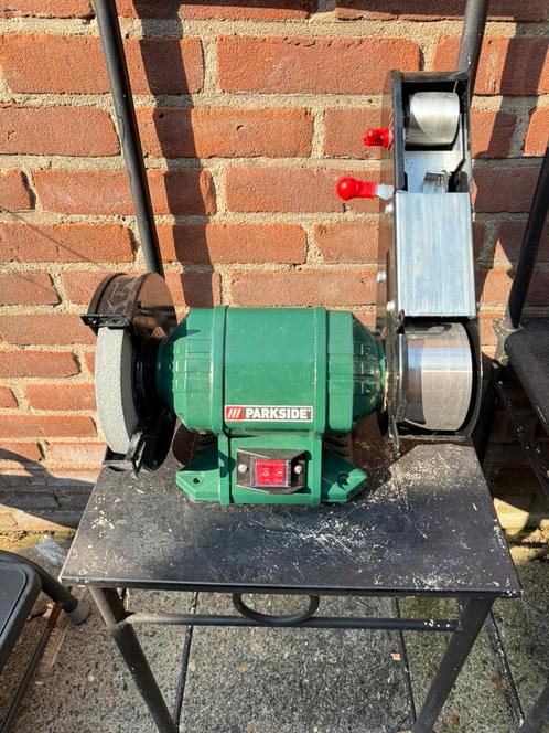 Parkside Bandschuurmachine met slijpschijf en schuurbanden, Doe-het-zelf en Verbouw, Gereedschap | Schuurmachines, Zo goed als nieuw