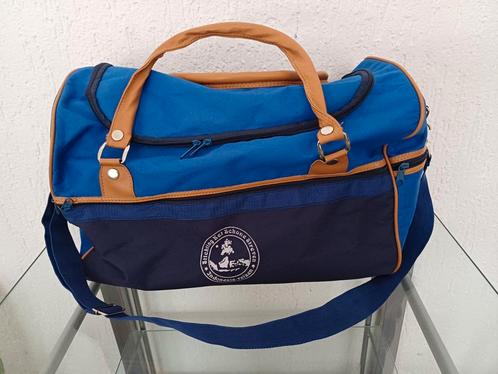 Reistas jute met leder., Sieraden, Tassen en Uiterlijk, Tassen | Reistassen en Weekendtassen, Zo goed als nieuw, Blauw, 40 tot 60 cm
