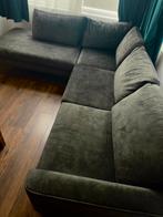Donkergroene Suède Hoekbank Woonsquare - Rechter Hoek, Huis en Inrichting, Banken | Bankstellen, Ophalen, Gebruikt, 100 tot 125 cm