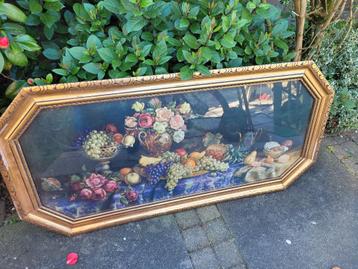 Vintage XL houten lijst met glas beschikbaar voor biedingen