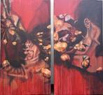 2 indrukwekkende acryl schilderijen 2 mtr x 1.1 mtr, Antiek en Kunst, Ophalen