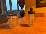 Vintage Glazen Cocktail Shaker & IJsemmer Set, Gebruikt, Overige kleuren, Ophalen of Verzenden, Glas