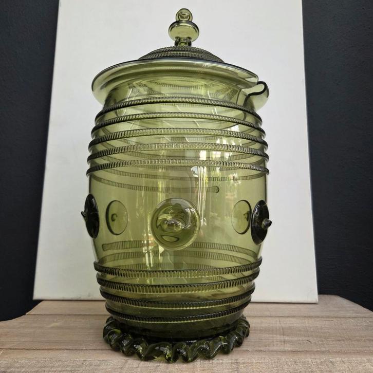 Antieke kristallen duimenglas pot met Deksel, Antiek en Kunst, Antiek | Glas en Kristal, Ophalen of Verzenden