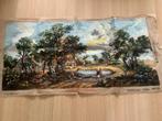 Geborduurd schilderij broderie landelijk tafereel, Antiek en Kunst, Ophalen