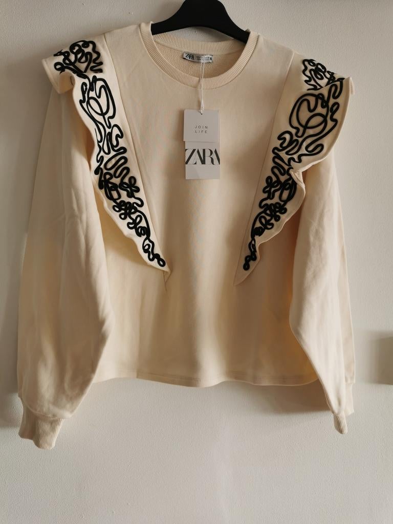 ZARA sweater met geborduurde volants mt. S/M, Verzenden, Nieuw, Maat 36 (S), Zara
