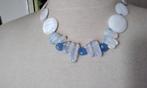 Uniek Mooie Ketting Facette Chalcedoon Opaliet Parelmoer, Wit, Nieuw, Ophalen of Verzenden, Steen of Mineraal