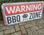 Groot Metalen Warning Barbeque Zone 100x50, Ophalen of Verzenden, Reclamebord