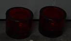 2x waxine kaars houder donkerrood glas sfeer licht, Overige materialen, Nieuw, Ophalen of Verzenden, Kandelaar