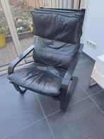 Ikea Poang fauteuil (zwart leer), Gebruikt, 75 tot 100 cm, Ophalen of Verzenden, Leer