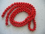 Ketting *Stokjes Kralen Rood Zilverklr. Slotje* Vintage, Ophalen of Verzenden, Overige materialen, Ketting