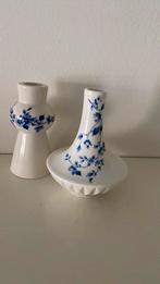 Heinen delfs blauw, setje van vaasje+ kandelaar, Huis en Inrichting, Woonaccessoires | Vazen, Blauw, Aardewerk of Porselein, Ophalen of Verzenden