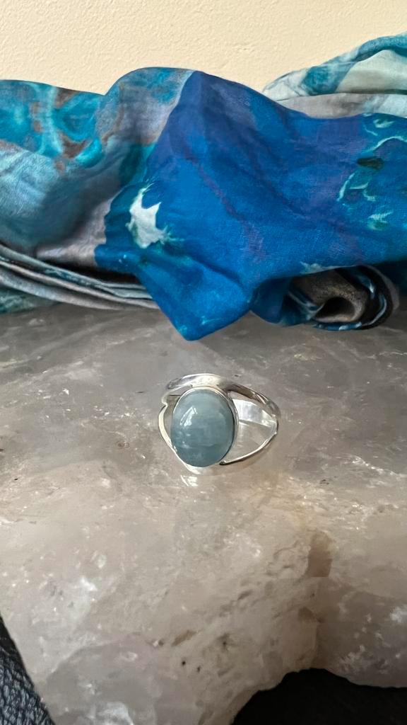 Aquamarijn beschermt geluk intuïtie inzicht derde oog liefde, Sieraden, Tassen en Uiterlijk, Ringen, Nieuw, Dame of Heer, 17 tot 18