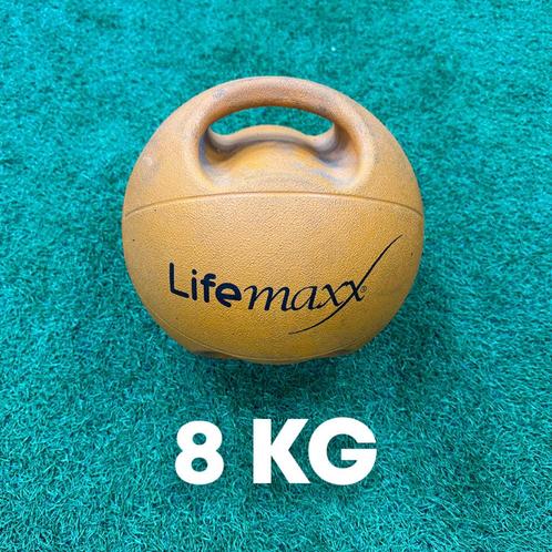 Lifemaxx medicijnbal met handvaten 8 kg - Oranje, Sport en Fitness, Fitnessmaterialen, Zo goed als nieuw, Medicijnbal, Armen, Benen