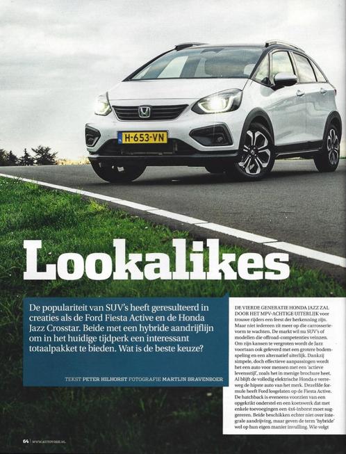 Autovisie test Ford Fiesta Active versus Honda Jazz Crosstar, Boeken, Auto's | Folders en Tijdschriften, Gelezen, Ford, Ophalen of Verzenden