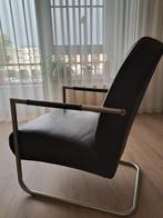 Fauteuil bruin leer, Huis en Inrichting, Fauteuils, Ophalen, Gebruikt, 75 tot 100 cm, Metaal