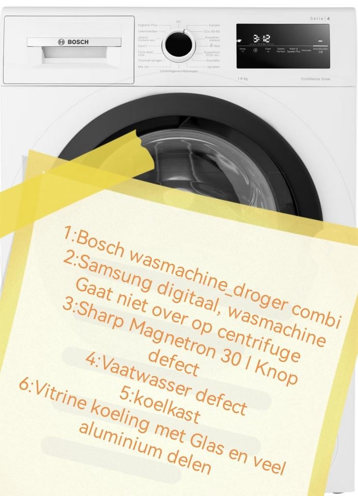 Partij defecte keukenapparaten - Handige Harry project, Witgoed en Apparatuur, Wasmachines, Niet werkend, Ophalen