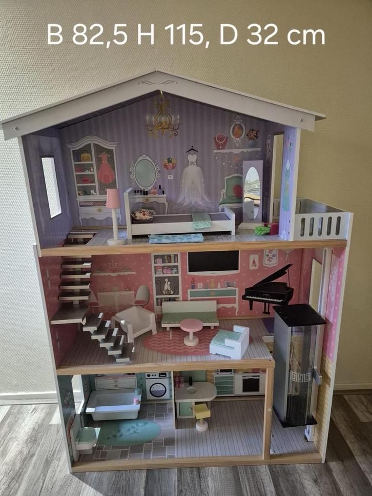 Poppenhuis/Barbiehuis inclusief Barbies- Supermooi!, Kinderen en Baby's, Speelgoed | Poppenhuizen, Zo goed als nieuw, Poppenhuis