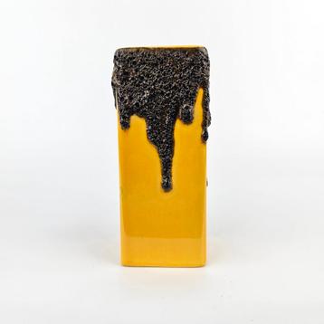 Fohr Keramik 341 - 15 prachtige geel zwarte fat lava vaas